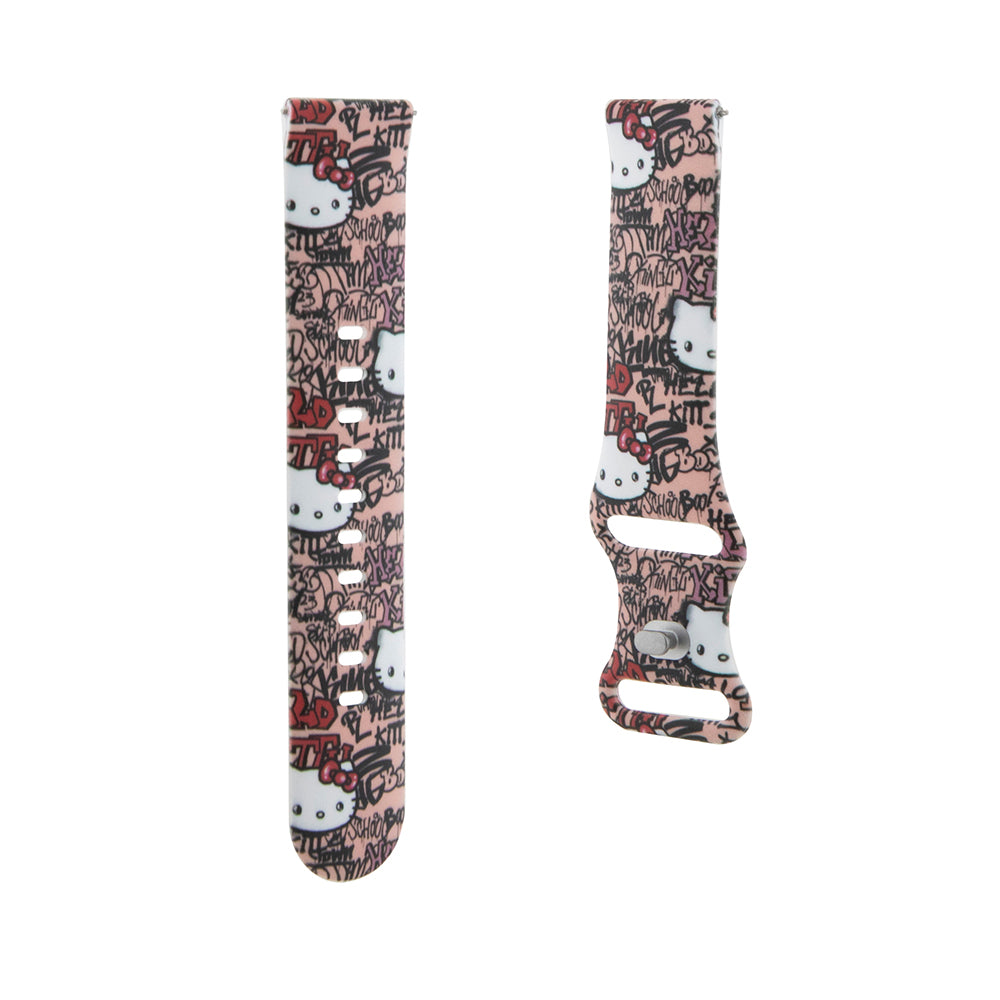 Hello Kitty Szilikon Graffiti Címkék szíj Samsung Galaxy Watch / Huawei Watch sorozathoz, Rózsaszín