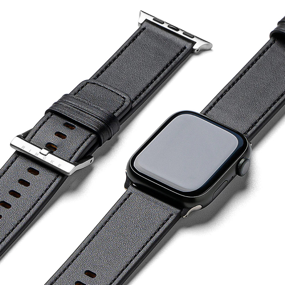 Ringke Leather One szíj Apple Watch 49mm / 46mm / 45mm / 44mm / 42mm sorozathoz, Fekete