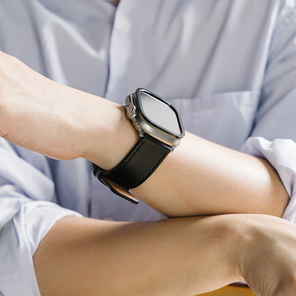 Ringke Leather One szíj Apple Watch 49mm / 46mm / 45mm / 44mm / 42mm sorozathoz, Fekete