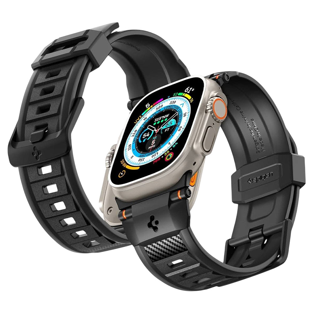 Spigen Rugged szíj Apple Watch 49 mm / 46 mm / 45 mm / 44 mm Series órához, matt fekete, AMP02854