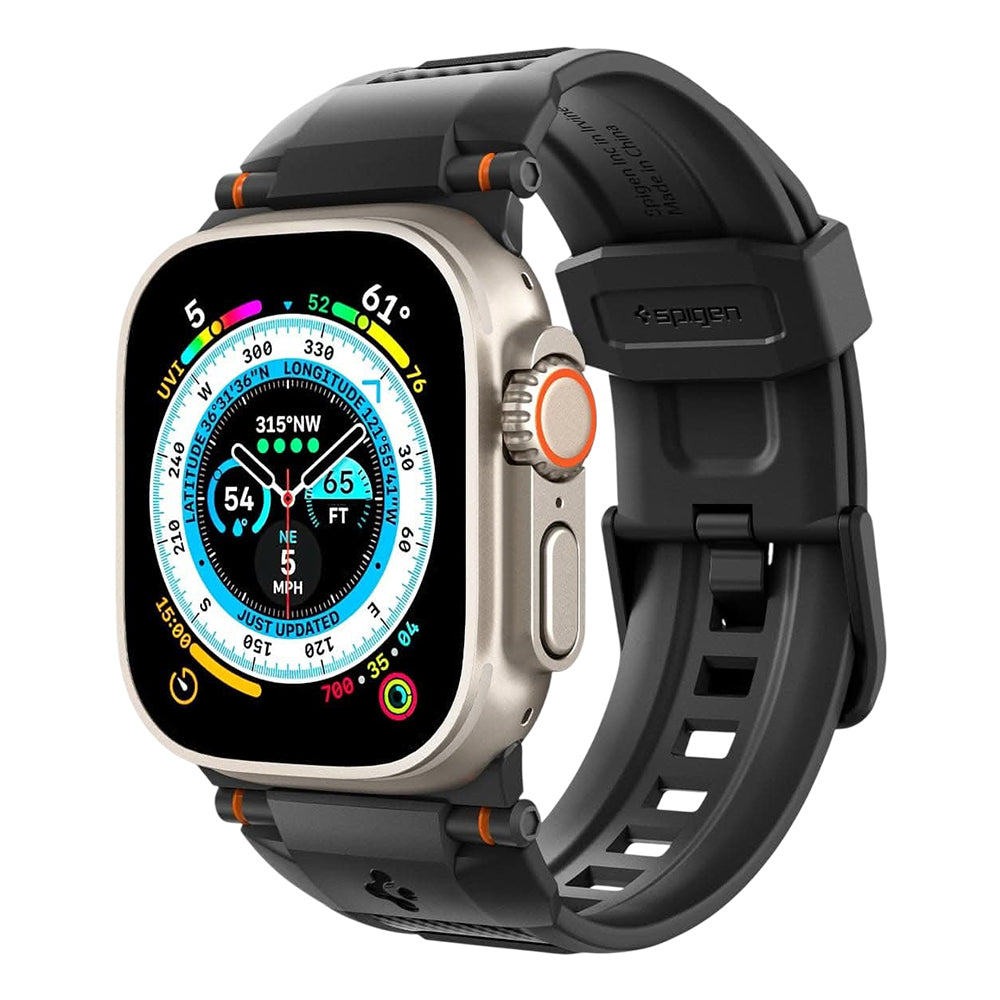 Spigen Rugged szíj Apple Watch 49 mm / 46 mm / 45 mm / 44 mm Series órához, matt fekete, AMP02854