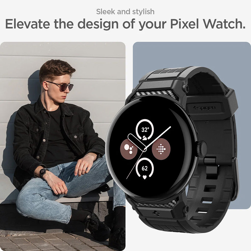 Spigen Rugged szíj a Google Pixel Watch 45mm sorozathoz, fekete AMP07600
