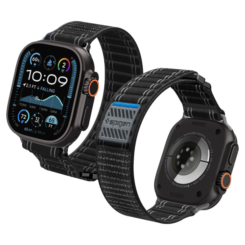 Spigen WBF0 szíj Apple Watch 49mm / 46mm / 45mm / 44mm sorozathoz, Fekete