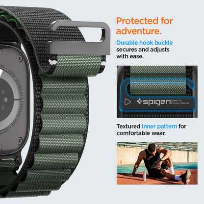 Spigen WBF1 Strap for Apple Watch 49mm / 46mm / 45mm / 44mm Series, Black Green