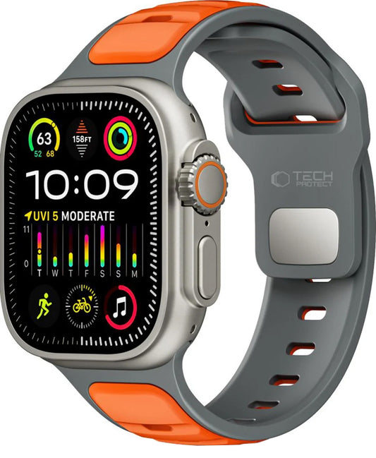 Tech-Protect Iconband Line szíj Apple Watch 49mm / 46mm / 45mm / 44mm sorozathoz, Szürke Narancssárga