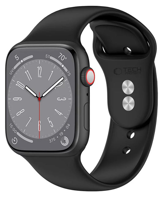 Tech-Protect Silicone szíj Apple Watch 42mm / 41mm / 40mm sorozathoz, Fekete