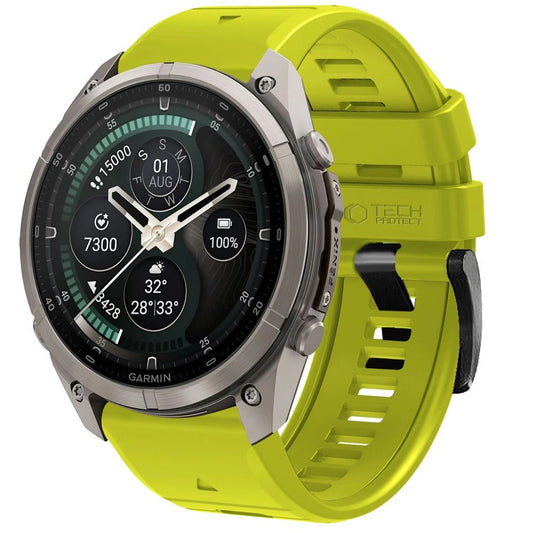 Techsuit szilikonszíj Garmin Fenix 5X / 5X Plus / 6X / 6X Pro / 7X / 8 / 8 Pro / 9 / 9 Pro órához, zöld