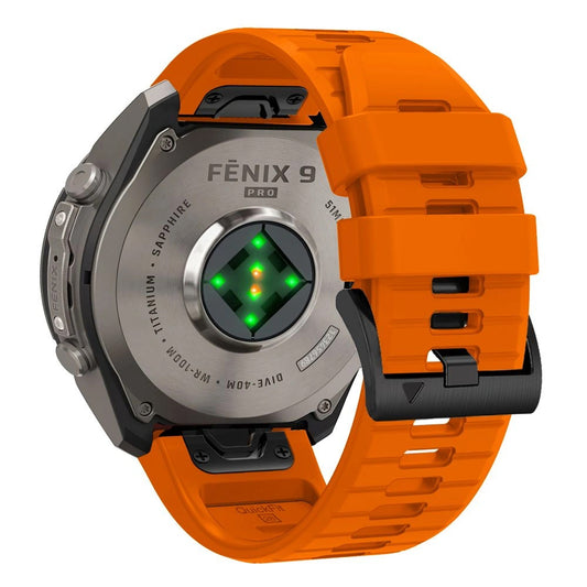 Techsuit szilikonszíj Garmin Fenix 5 / 6 / 6 Pro / 7 / 8 / 8 Pro / E / 9 / 9 Pro órához, narancssárga