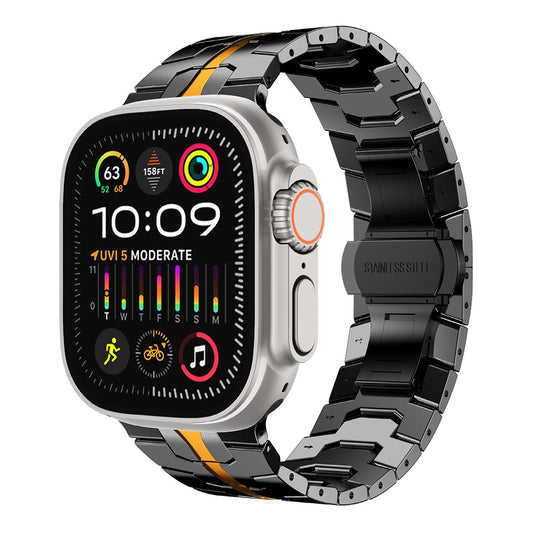 Techsuit W063 szíj Apple Watch 49mm / 46mm / 45mm / 44mm / 42mm sorozathoz, Fekete-Narancssárga