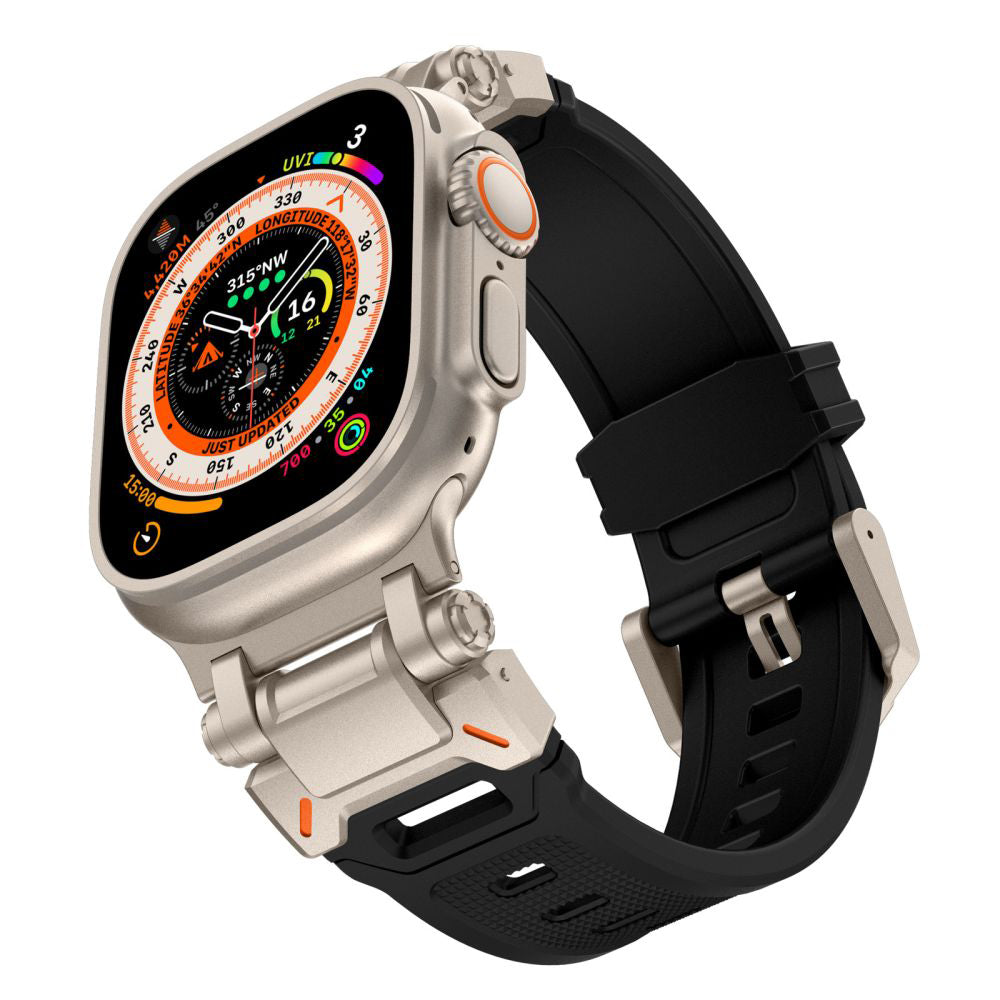 Techsuit W064 szíj Apple Watch 49mm / 46mm / 45mm / 44mm / 42mm sorozathoz, Fekete Ezüst