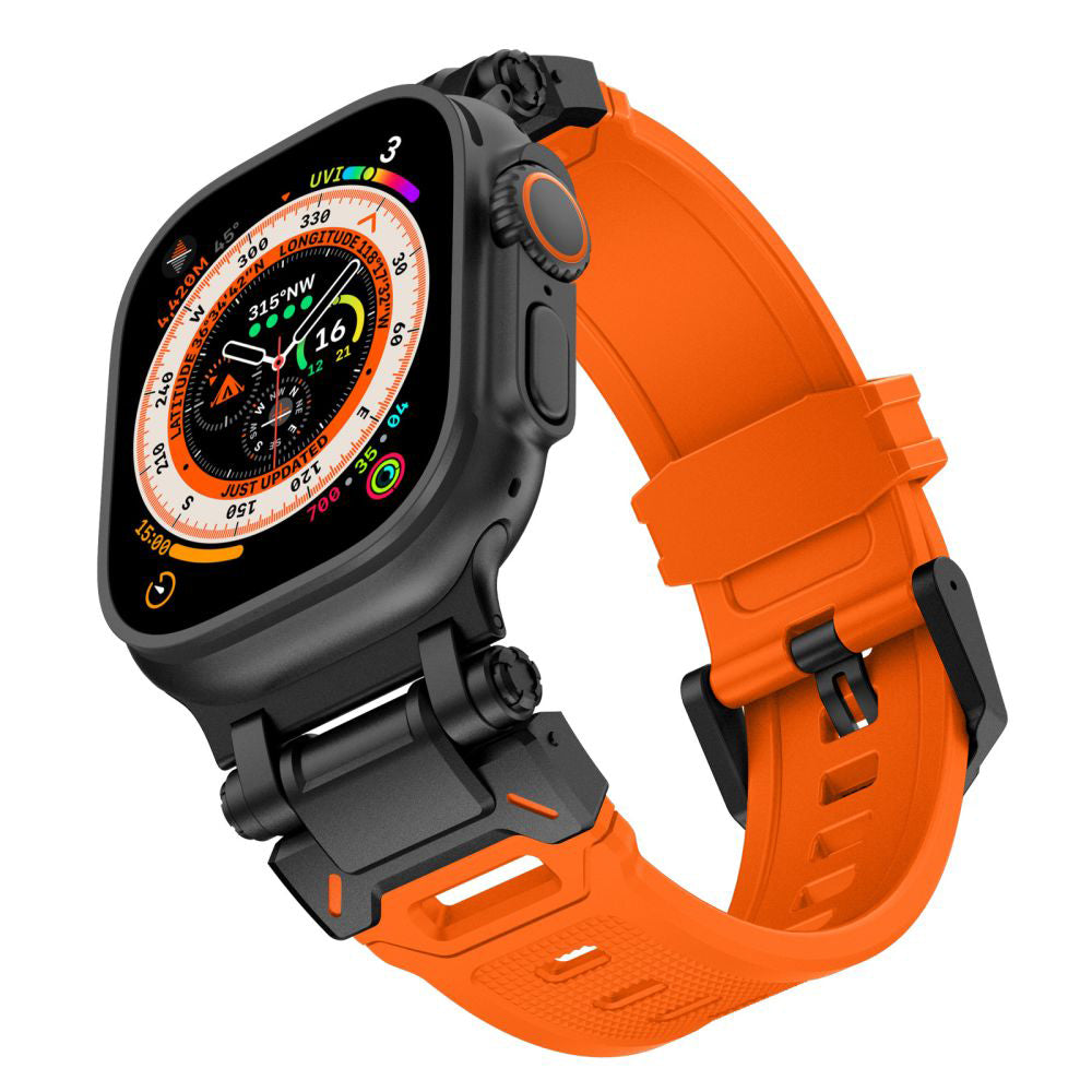 Techsuit W064 szíj Apple Watch 49mm / 46mm / 45mm / 44mm / 42mm sorozathoz, Fekete-Narancssárga