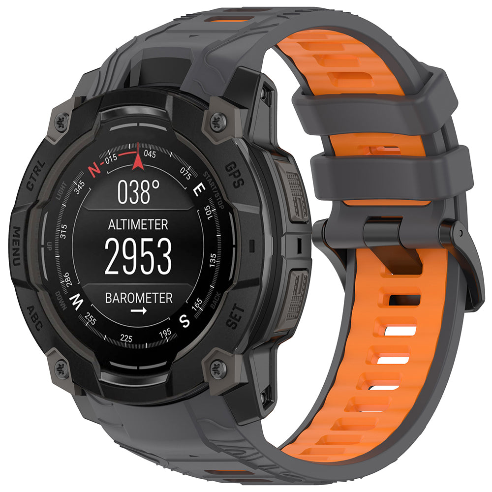 Techsuit W077 szíj Garmin Instinct 3 45mm Solar / Instinct 3 45mm-hez, Szürke Narancssárga