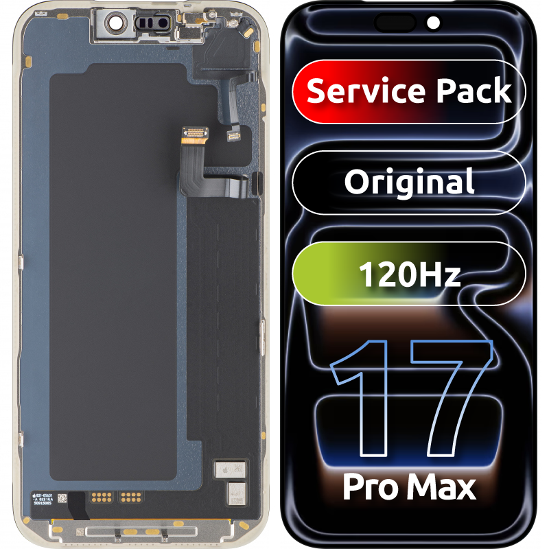 Apple iPhone 17 Pro Max érintőképernyős kijelző, kerettel, fekete, Service Pack 661-56050