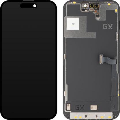 Érintőképernyő GX kijelző Apple iPhone 14 Pro készülékhez, kerettel, OLED IC mozgatható változat, fekete