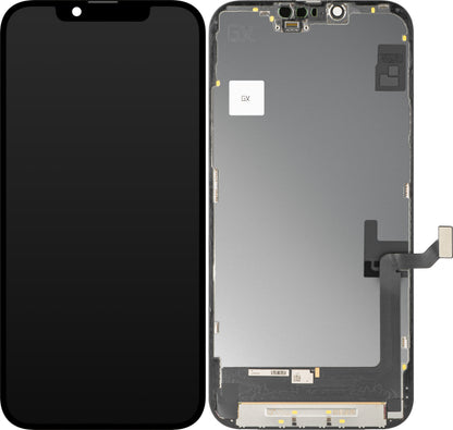 GX érintőképernyős kijelző Apple iPhone 14 Plus-hoz, kerettel, mozgatható OLED IC verzió, fekete