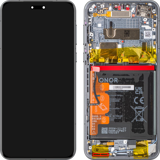 Honor Magic7 Pro érintőképernyős kijelző kerettel és akkumulátorral, fekete, Service Pack 0235AMRM