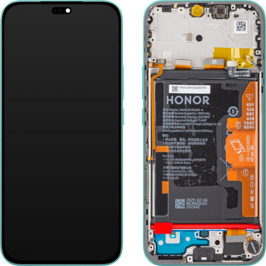 Honor 400 Lite érintőképernyős kijelző, kerettel és akkumulátorral, zöld (Marrs Green), Service Pack 0235ANTB