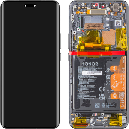 Érintőképernyős kijelző Érintőképernyő Honor Magic6 Pro, kerettel és akkumulátorral, fekete, szervizcsomag 0235ALQD 
