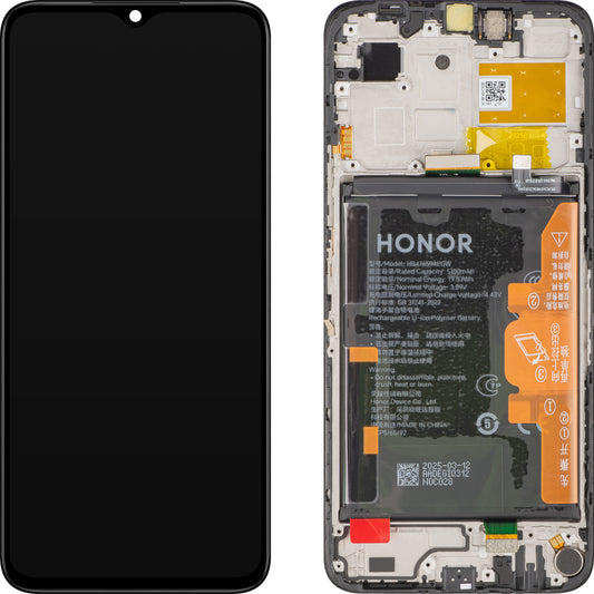 Honor X6b Plus / X6b kijelző érintőképernyővel, kerettel és akkumulátorral, Fekete, Service Pack 0235AKES