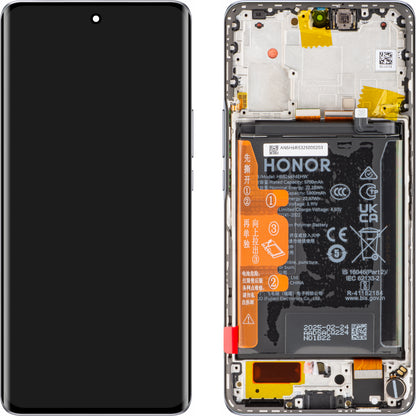 Honor Magic6 Lite / X50 érintőképernyős kijelző, kerettel és akkumulátorral, ezüst, Service Pack 0235AGJH