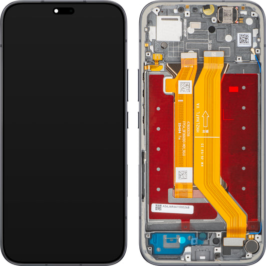 Honor 600e / 600 Lite érintőképernyős kijelző kerettel, fekete (Velvet Black), Service Pack 0235ASUL