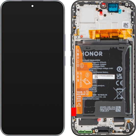 Honor 400 érintőképernyős kijelző, kerettel és akkumulátorral, fekete (Midnight Black), Service Pack 0235APNM