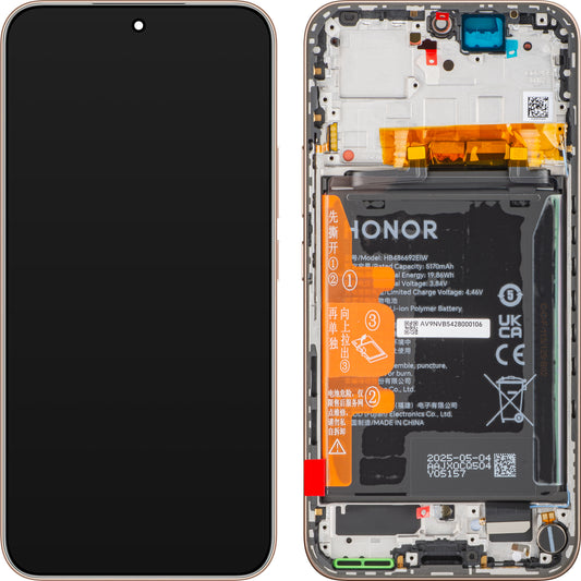 Honor 400 érintőképernyős kijelző, kerettel és akkumulátorral, arany (Desert Gold), Service Pack 0235APNQ