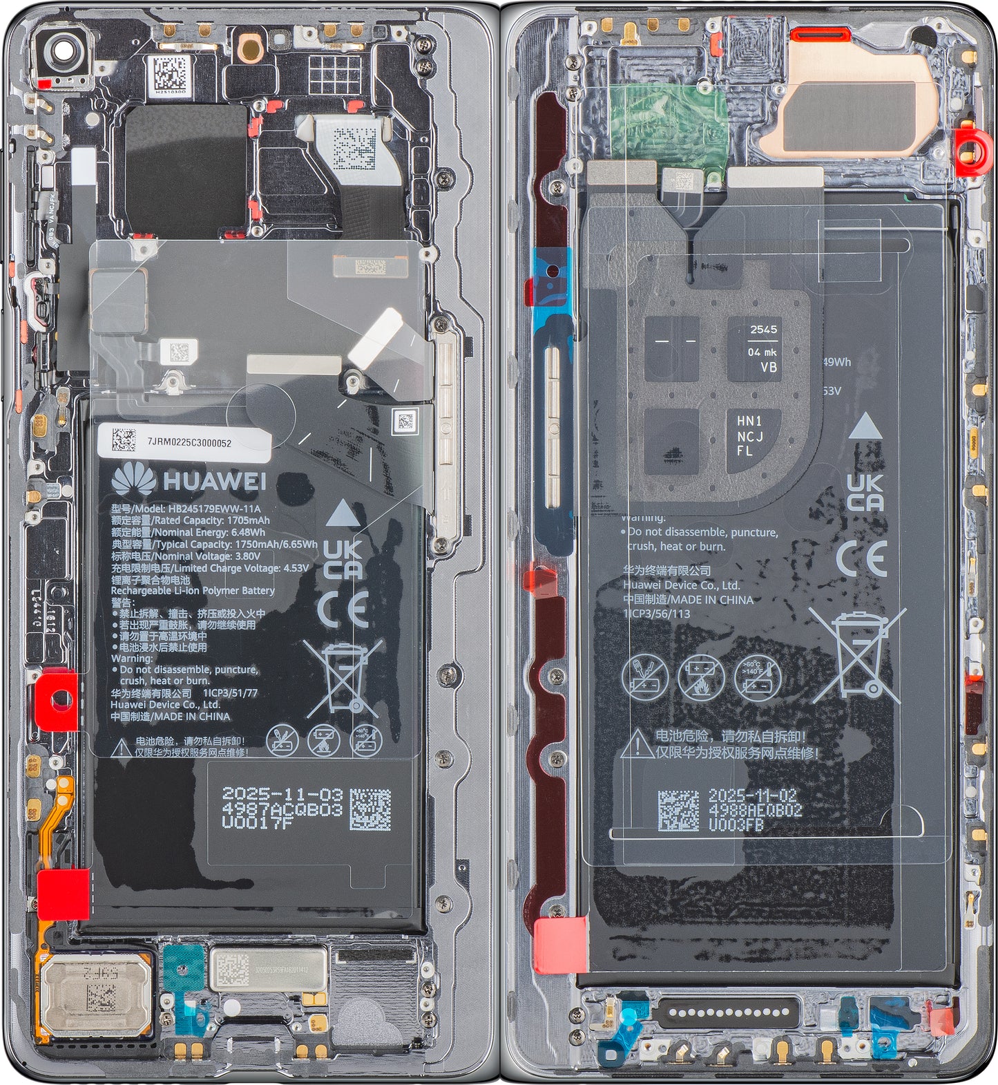 Huawei Mate X7 kijelző érintőképernyővel, kerettel és akkumulátorral, szürke, Service Pack 02357JRM