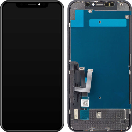 JK Érintőképernyő kijelző Apple iPhone 11 készülékhez, kerettel, In-Cell LCD verzió, fekete