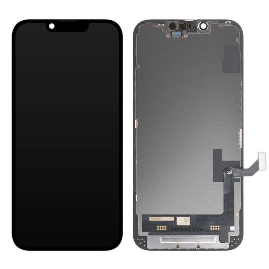JK Érintőképernyő kijelző Apple iPhone 14 készülékhez, kerettel, In-Cell LCD verzió, Fekete