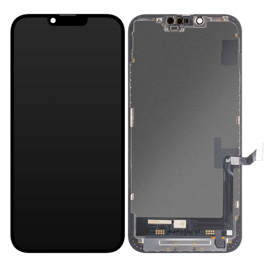JK Érintőképernyő kijelző Apple iPhone 14 Plus készülékhez, kerettel, In-Cell LCD változat, fekete