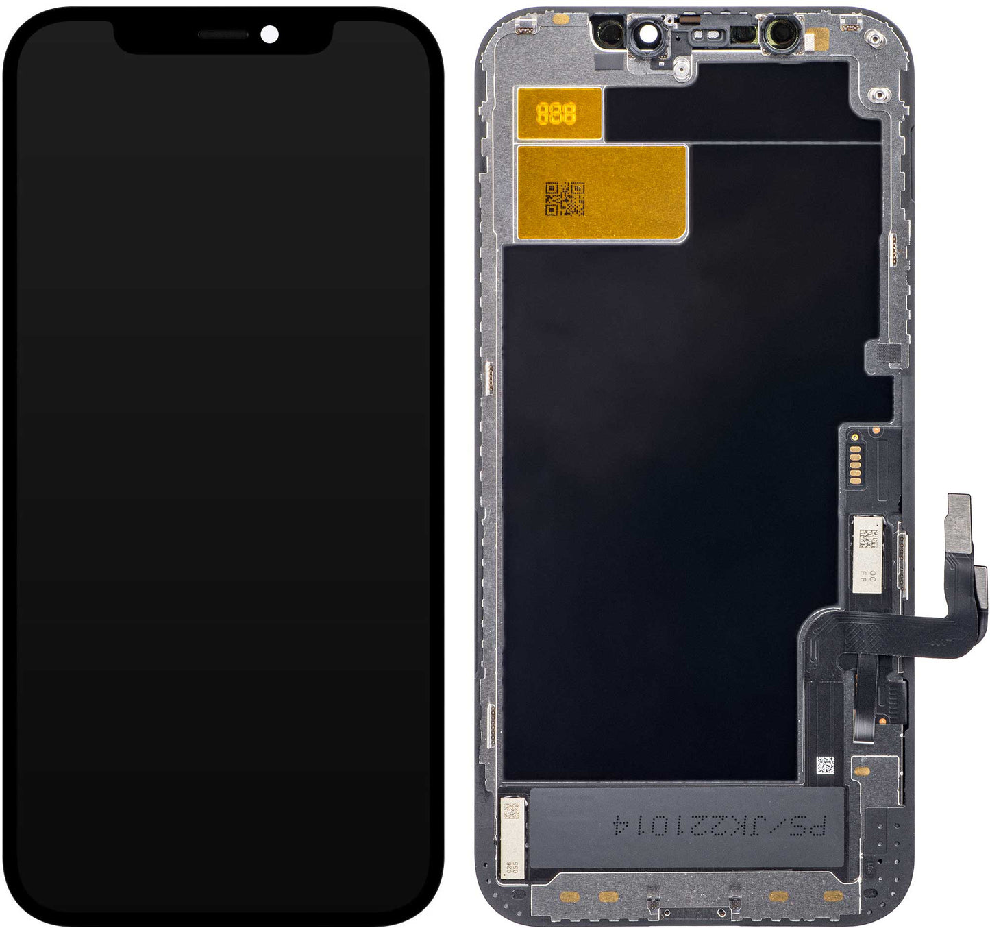 JK érintőképernyős kijelző Apple iPhone 12 / 12 Pro készülékhez, kerettel, mozgatható IC In-Cell LCD verzió, fekete
