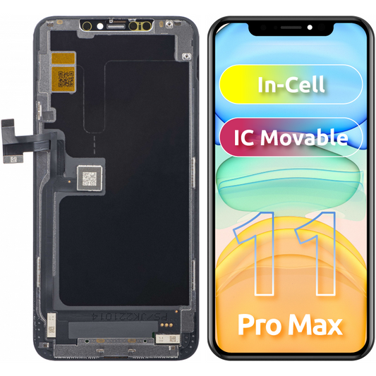 JK érintőképernyő kijelző Apple iPhone 11 Pro Max készülékhez, kerettel, cellába épített LCD verzió, fekete