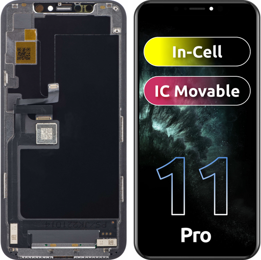 JK érintőképernyő kijelző Apple iPhone 11 Pro készülékhez, kerettel, In-Cell LCD változat, fekete