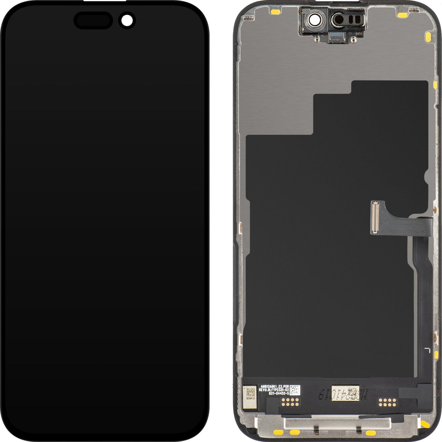 JK érintőképernyős kijelző Apple iPhone 15 Pro-hoz, kerettel, mozgatható IC-s In-Cell LCD verzió, fekete