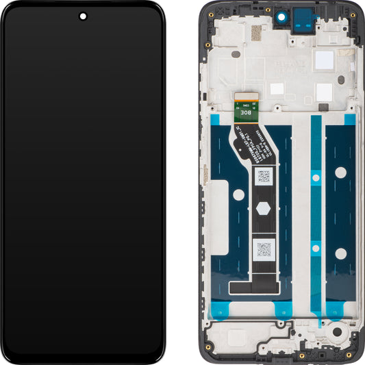 Érintőképernyős kijelző Motorola Moto G15 / Moto G15 Power, kerettel, fekete, szervizcsomag 5D68C29273 