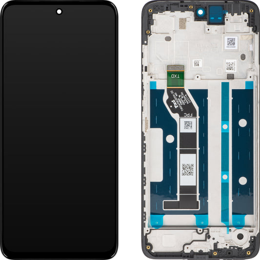Motorola Moto Moto Moto E15 / G05 érintőképernyős kijelző kerettel, fekete, szervizcsomag 5D68C29300 
