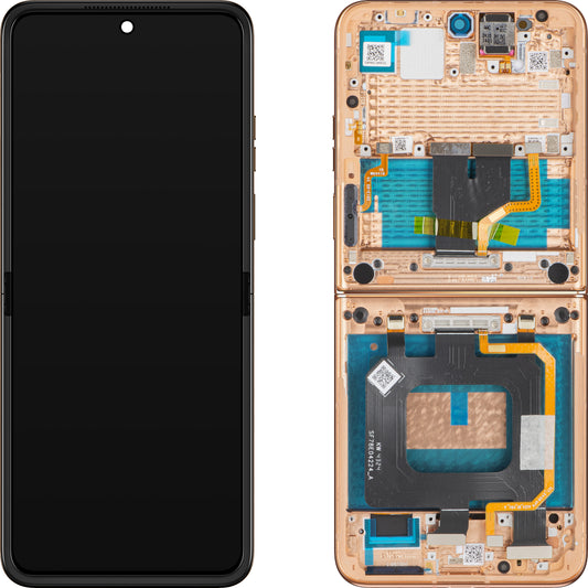 Motorola Razr+ 2025 / Razr+ 2024 / Razr 50 Ultra érintőképernyős kijelző, kerettel, belső alrésszel, barna (Mocha Mousse), Service Pack 5D68C29482