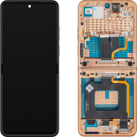 Motorola Razr+ 2025 / Razr+ 2024 / Razr 50 Ultra érintőképernyős kijelző, kerettel, belső rész, narancssárga (Peach Fuzz), Service Pack 5D68C24597