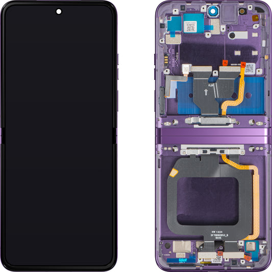 Motorola Razr 40 érintőképernyős kijelző, kerettel, belső alrésszel, Lila (Szilva Kompót), Service Pack 5D68C22836