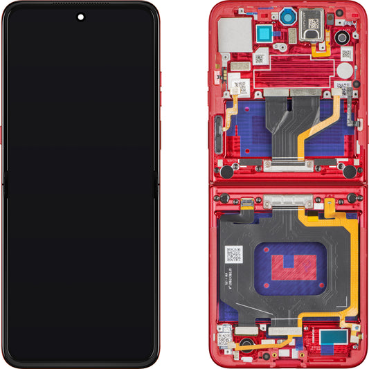 Motorola Razr 60 Ultra érintőképernyős kijelző, kerettel, belső alrésszel, piros (Rio Red), szervizcsomag 5D68C30153