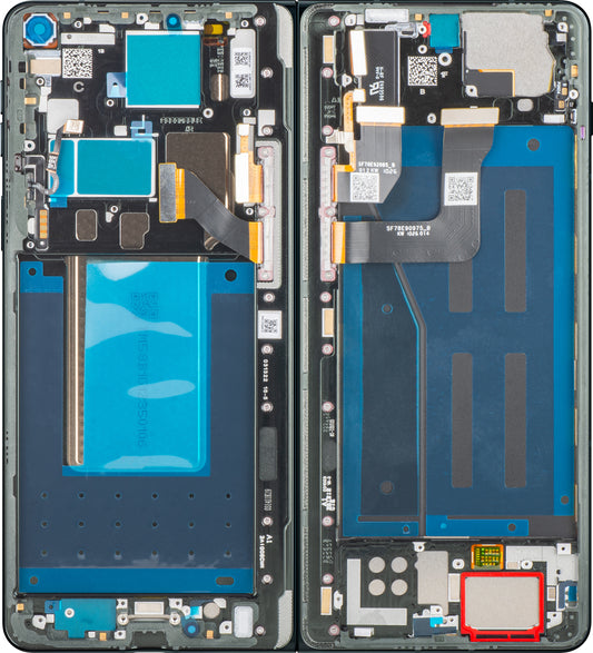 Motorola Razr Fold érintőképernyős kijelző, kerettel, belső alatti, fekete (Pantone Blackened Blue) Service Pack 5D68C32444