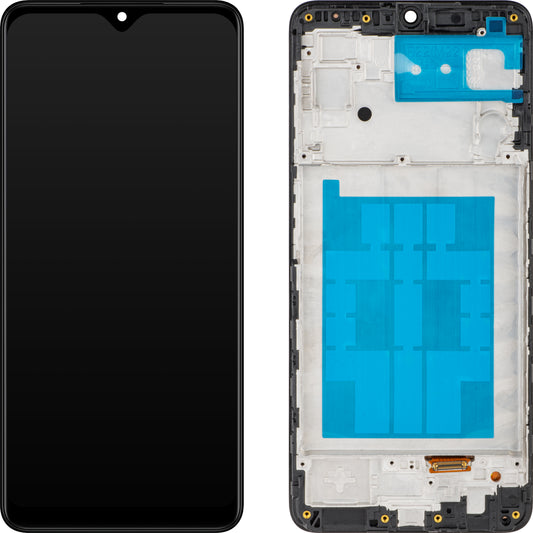 MP érintőképernyős kijelző kompatibilis a Samsung Galaxy M22 M225-tel, kerettel, Fekete
