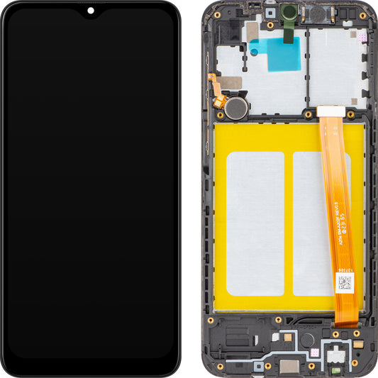 MP érintőképernyős kijelző kompatibilis a Samsung Galaxy A20e A202 készülékkel, kerettel, Fekete