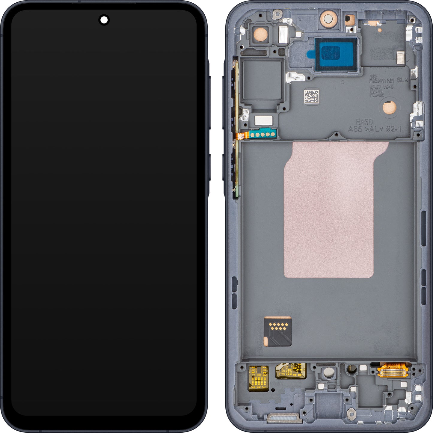 MP érintőképernyős kijelző kompatibilis a Samsung Galaxy A55 5G A556 készülékkel, kerettel, Fekete