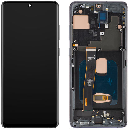 Érintőképernyős MP kijelző kompatibilis a Samsung Galaxy S20 Ultra G988-cal, kerettel, OLED verzió, Fekete
