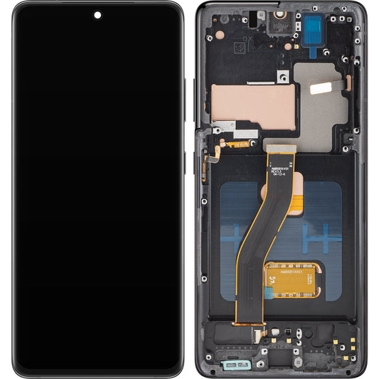 MP érintőképernyős kijelző kompatibilis a Samsung Galaxy S21 Ultra 5G G998 készülékkel, kerettel, OLED verzió, Fekete