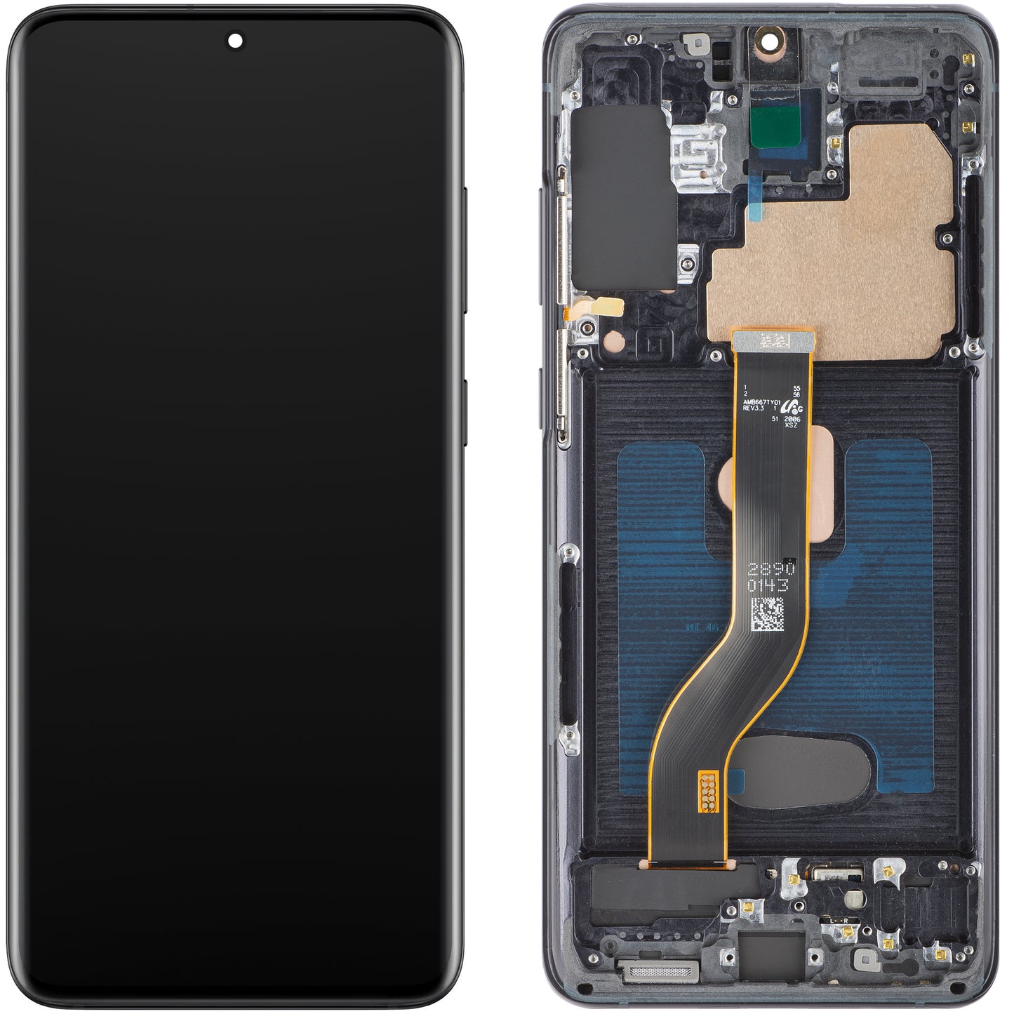 MP érintőképernyős kijelző kompatibilis a Samsung Galaxy S20+ G985-tel, kerettel, OLED verzió, Fekete