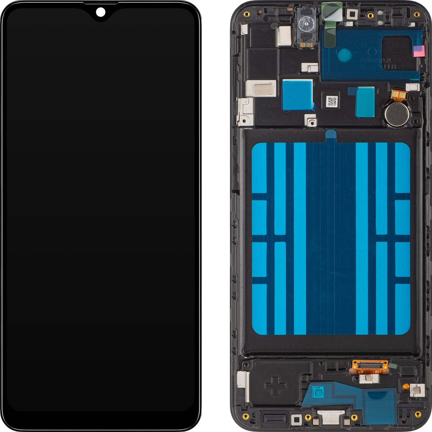 Display Touchscreen MP kompatibilis a Samsung Galaxy A20 A205 készülékkel, kerettel, fekete