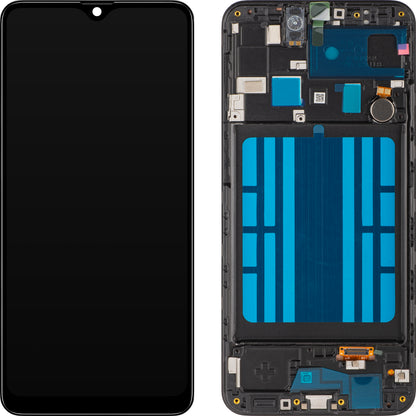 Display Touchscreen MP kompatibilis a Samsung Galaxy A20 A205 készülékkel, kerettel, fekete